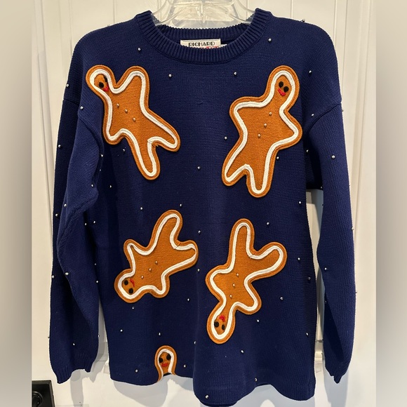 Richard Sport Vintage gingerbread man 90s Christmas sweater Sz S - Picture 1 of 8